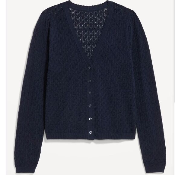 Old Navy SoSoft Lite Pointelle Navy Blue Cardigan, Plus Size 4X - Picture 1 of 10